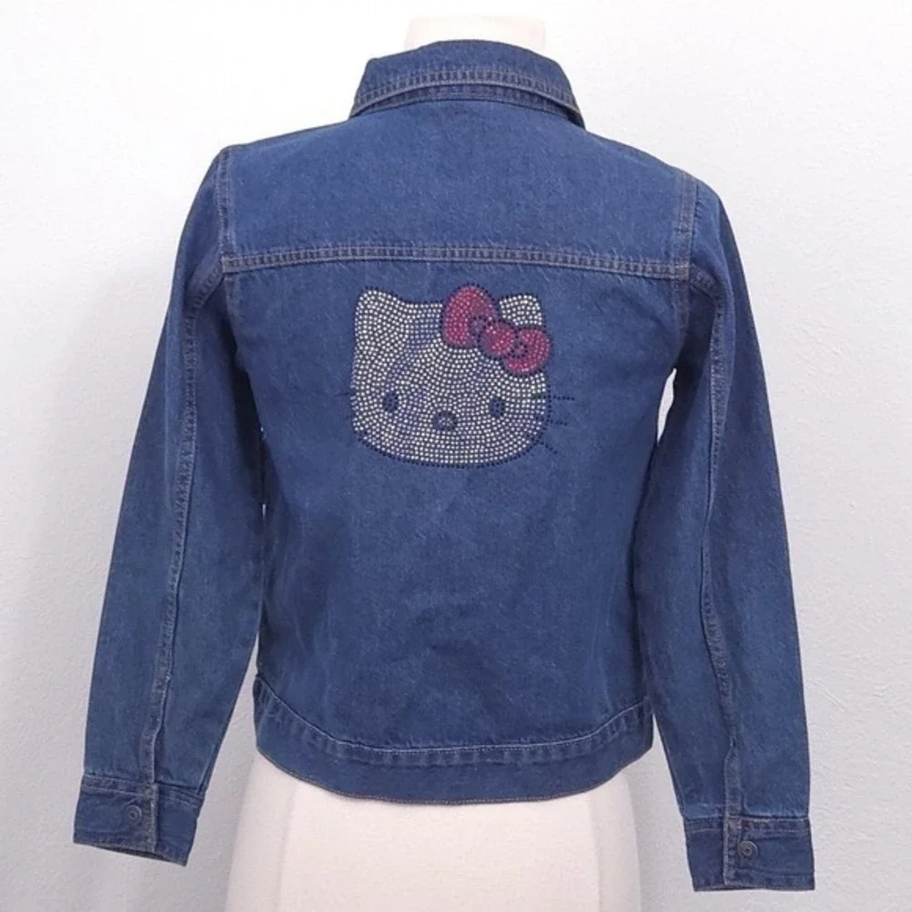 Hello Kitty Rhinestone Studded Denim Jean Jacket- Children's Girl's 12